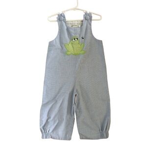 Adorable Blue Kids Overalls with Frog Design